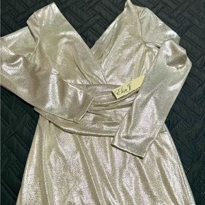 Eliza J Dress Metallic Long Sleeve